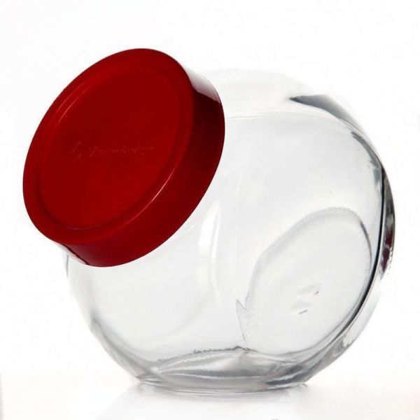 Банка для сыпучих продуктов 200мл стекло БЕЛЛА с красной крышкой (48/12)