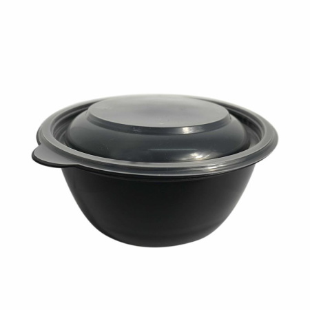 Контейнер одноразовый 500мл полистирол круглый черный суповой с крышкой К-144 ПП СтП (300)