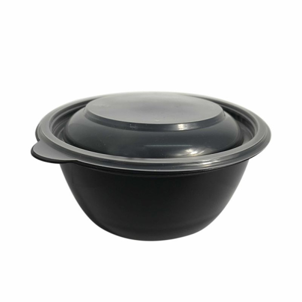 Контейнер одноразовый 500мл полистирол круглый черный суповой с крышкой К-144 ПП СтП (300)