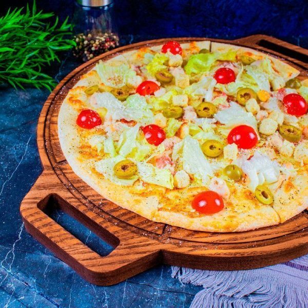 Доска для пиццы 35*2см дуб круглая с ручками подар.уп. TIMBERRY (1)