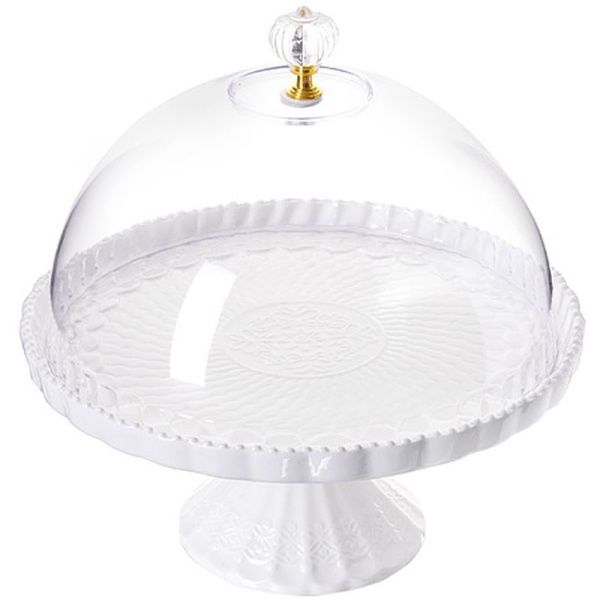 Подставка для торта 23см керамика на ножке с крышкой подар.уп. LR28489 (8)