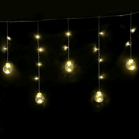 Гирлянда эл. Бахрома Шары 2,5*0,85м 108LED теплый белый шнур 1м цв.уп JC-15333 (24)
