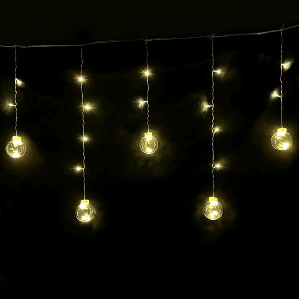 Гирлянда эл. Бахрома Шары 2,5*0,85м 108LED теплый белый шнур 1м цв.уп JC-15333 (24)