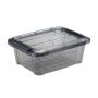 Ящик для хранения 1,2л 145*195*80мм пластик КИП с замками черный прозрачный (10)