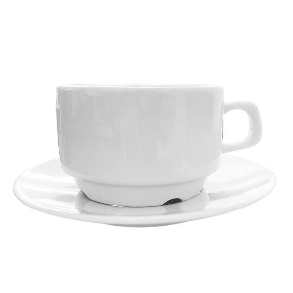 Чайный набор штабелируемый 2пр фарфор на 1 персону 250мл белый (12)