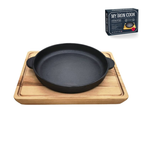 Сковорода 16см чугун с 2 ручками на подставке TM MY REAL IRON COOK MC2160W (1)