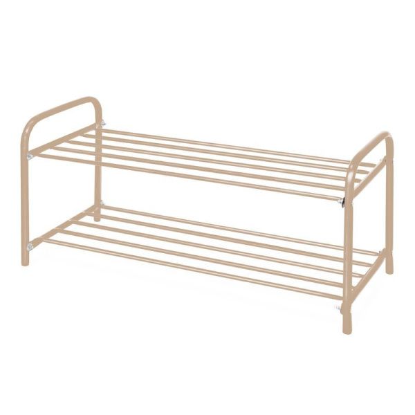 Полка для обуви 2 секции 360*330*800мм металл КОМФОРТ низкая бежевый металлик ЭТК2 (1)