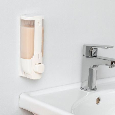 Дозатор для жидкого мыла 350мл 18,5*8*8см пластик белый B2526 (60)