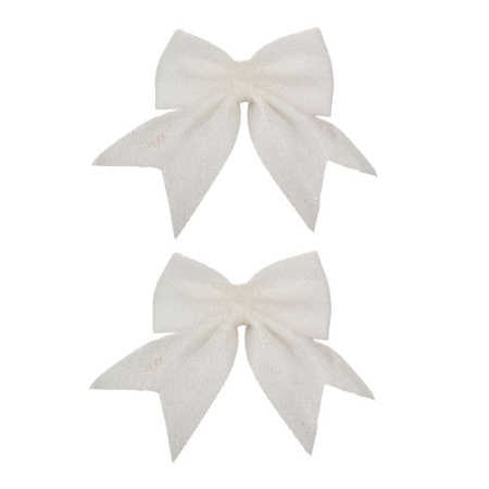 Украшение новогоднее БАНТ набор 2шт 12*13см текстиль белый JC-16619 (500)