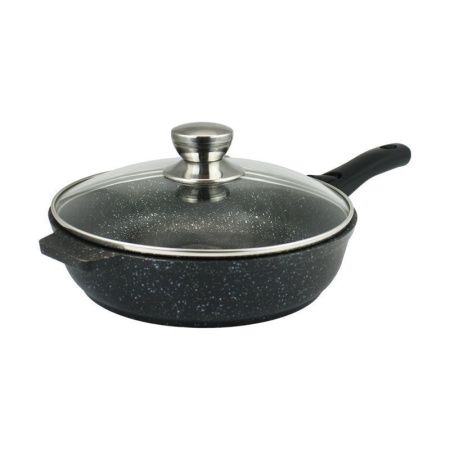 Сковорода 30см алюминий АП темный мрамор со стекл.крышкой несъемной ручкой (6)