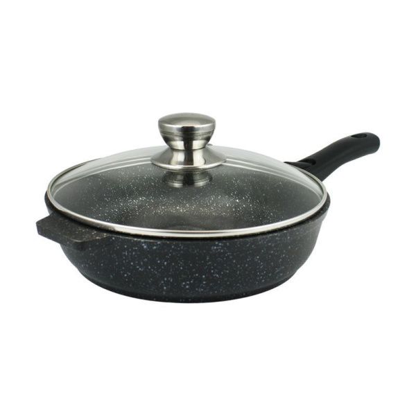 Сковорода 30см алюминий АП темный мрамор со стекл.крышкой несъемной ручкой (6)