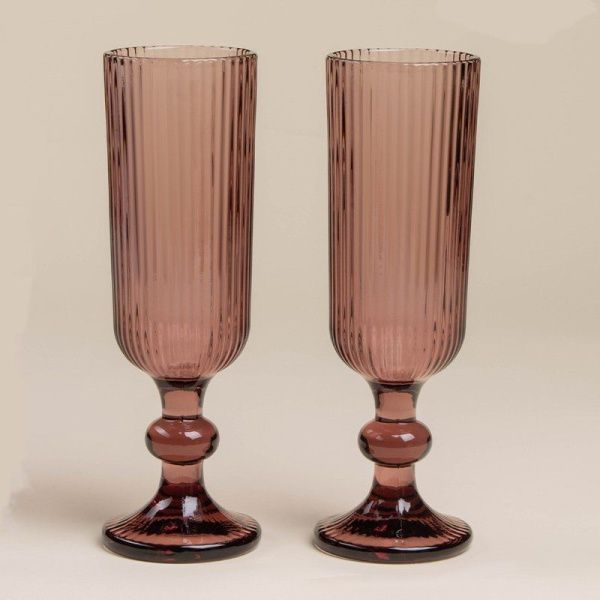 Бокалы для шампанского набор 2шт 150мл стекло МОДЕРН розовый 18,5*5,5см