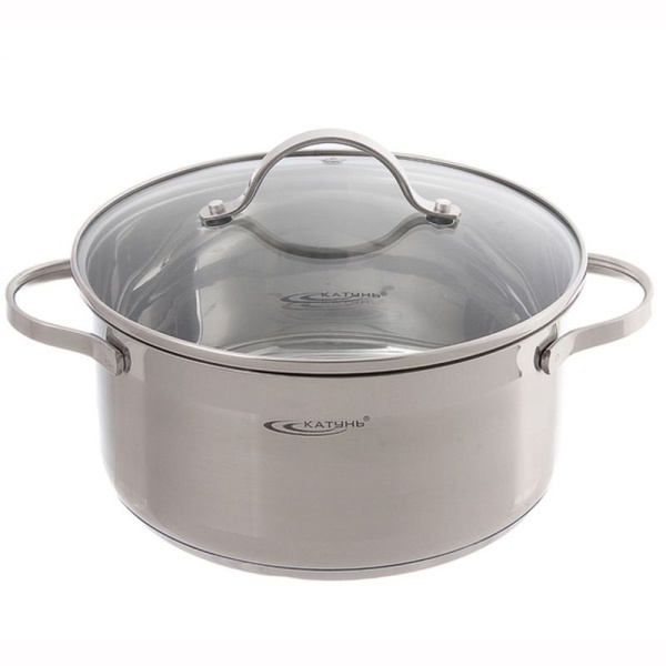 Кастрюля 4,2л нерж.сталь АЛЬТА стекл.крышка d22см толщина стенок 0,5мм индукция KTSET-005-40 (4)