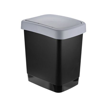 Контейнер для мусора 18л пластик ТВИН серый с подвижной крышкой (8)