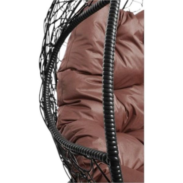 Кресло подвесное Для двоих с ротангом 120*125*190см металл коричневое коричневая подушка (max нагр. 160кг)