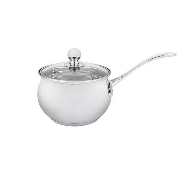 Ковш 2,1л нерж.сталь Apple стекл.крышка 16см WR-1287 Premium (12)