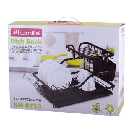 Сушилка для посуды с поддоном 57,5*35*27,5см алюминий черная арт.0750 (6)
