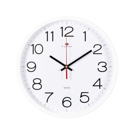 Часы настенные 30см пластик РУБИН Классика белые (10)