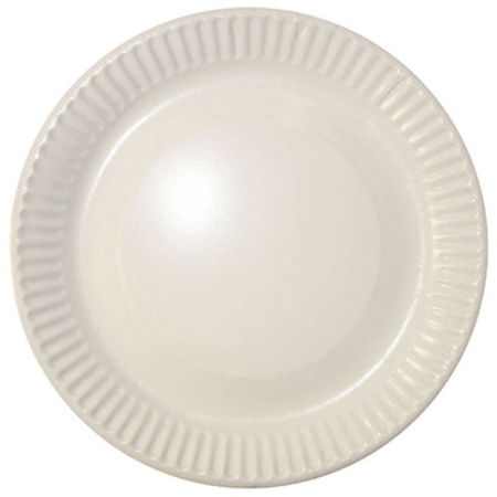 Тарелка бумажная 230мм белая рифленная мелованная (500)